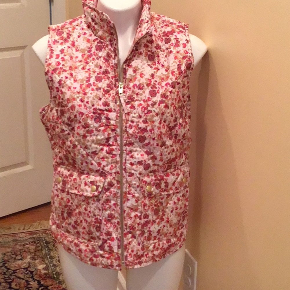 J.Crew floral sleeveless quilted vests